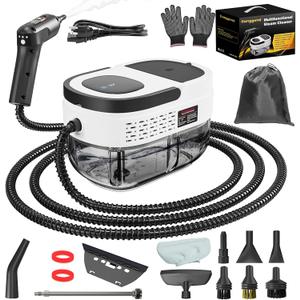 Handheld Steam Cleaner, 2500W High Pressure Steam Machine, 1.6L Water Tank, 3 Levels Adjustable Handle, Portable Cleaning Steamer for Home, Car, Bed Bugs, Furniture, Couch, Grout (White)