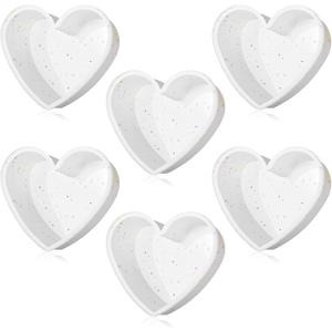 Dandat 6 Pcs 6 Inch Silicone Heart Shaped Cake Pans, Nonstick Silicone Heart Cake Molds for Mother's Day & Spring Baking(White)