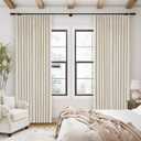 Pleated Cream Beige Linen Blackout Curtains for Bedroom 90 Inch Length 2 Panels Pinch Pleat Back Tab Neutral Farmhouse Living Room Darkening Curtains Track System Thermal Insulated Black Out Drapes