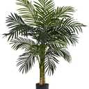 Nearly Natural 4 ft Artificial Golden Cane Palm Tree with Nursery Pot
