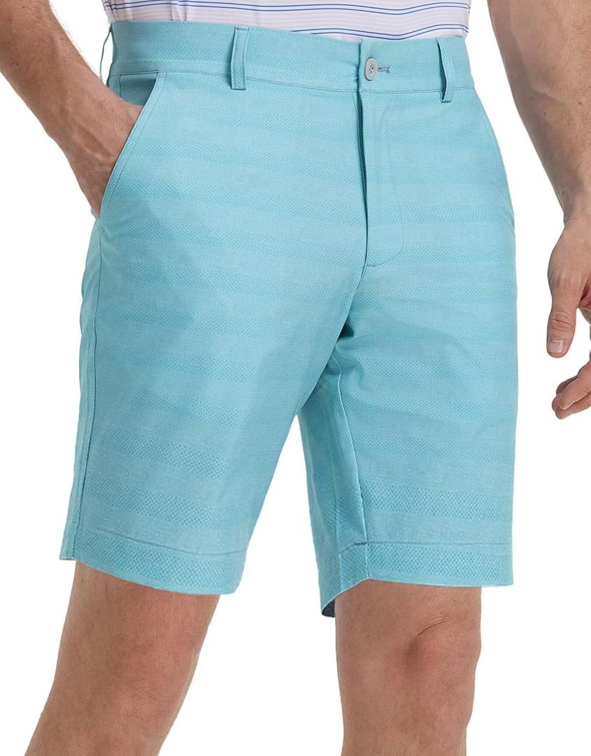 M MAELREG Golf Shorts Men Print Quick Dry 9" Stretch Lightweight Water-Resistant Flex Flat Front Fashion Mens Shorts Casual (Lake Blue Heather Dot)