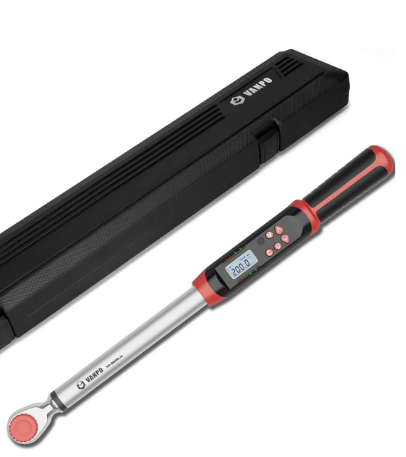 VANPO Digital Torque Wrench 1/2-Inch Drive 7.38-147.5ft-lbs/10-200NM, Dual-Direction Adjustable Electronic Torque Wrench with Preset Value, Buzzer and LED Flash Notification, for Bike Moto Car