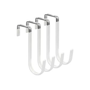FYY Over the Door Hooks, 4 Pack Hangers Hooks with Rubber Prevent Scratches Heavy Duty Organizer for Living Room, Bathroom, Bedroom, Kitchen Hanging Clothes, Towels, Hats, Coats, Bags White