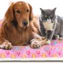 Mora Pets Dog Crate Pad - Ultra Soft Pet Bed With Cute Star Print, Washable Mat for Large Medium Small Dogs, Reversible Fleece Kennel Liner, Cat Bed 41 x 29 Inch Pink