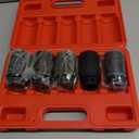 BATONECO 1/ 2" Drive Impact Socket Set, 12 Point Axle Nut Socket Set of 5PCS, 30mm, 32mm, 34mm, 35mm, 36mm, CR-MO, Heavy-duty Deep Socket Set with Portable Case, Red