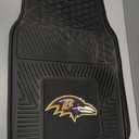 FANMATS 8755 Baltimore Ravens 2-Piece Heavy Duty Vinyl Car Mat Set, Front Row Floor Mats, All Weather Protection, Universal Fit, Deep Resevoir Design