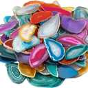 mookaitedecor Polished Agate Light Table Slices,Geode Agate Slab Cards Pack of 12 (#1-Assorted Colors (Irregular Shape))