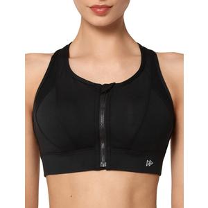 Yvette High Impact Zip Front Sports Bra Mesh Racerback Workout High Support Sports Bras for Women Large Breasts M