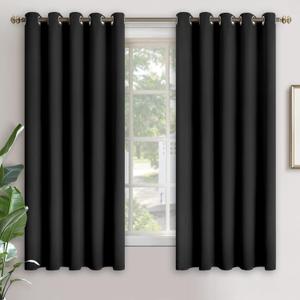 YoungsTex Blackout Curtains for Bedroom 70 x 63 Inch - Thermal Insulated Drapes with Grommet Room Darkening Privacy for Living Room, 2 Panels, Black