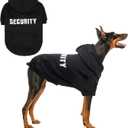 SCENEREAL Security Dog Hoodie Sweater for Large Medium Small Dogs, Embroidered Dog Clothes with Hat Pockets and Leash Hole, Soft Warm Fleece Pets Cold Weather Halloween Costumes for Boys Girls