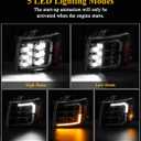Partsam LED Headlights Assembly Compatible with 2007-2013 Silverado 1500 & 2007-2014 2500 3500 HD, DOT Approved Hi/Low Beam DRL Sequential Turn Signal Side Marker Lights 6500K IP67