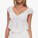 Women Y2k Lace Babydoll Tank Top Cap Sleeve Square Neck Ruffle Flowy Peplum Shirts Cute Summer Coquette Streetwear
Size S