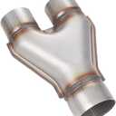 LCGP Stainless Steel Y Pipe 3 Inch ID Single to 2.5 Inch ID Dual Stamped Exhaust Adapter Connector