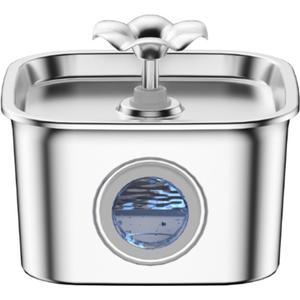 Automatic Cats Drinking Fountain Quiet Dog Waterer Bowl Stainless Steel Water Dispenser 2.6L Water Filtering