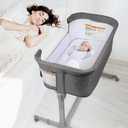 KoolerThings 3 in 1 Baby Bassinet, Bedside Sleeper, & Playpen, Easy Folding Portable Crib (Grey)- KoolaBaby (Bassinet), 33x20