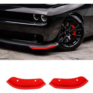 for Challenger Front Bumper Lip Splitter Protector Cover Trim for 2015-2023 Dodge Challenger Hellcat Red Exterior Accessories 2pcs