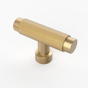 Asidrama 10 Pack Knurled Champagne Bronze Kitchen Cabinet Knobs Gold Dresser Knobs Drawer Knobs Single Hole Cabinet T Bar Pull Handles for Kitchen Wardrobe Cupboard