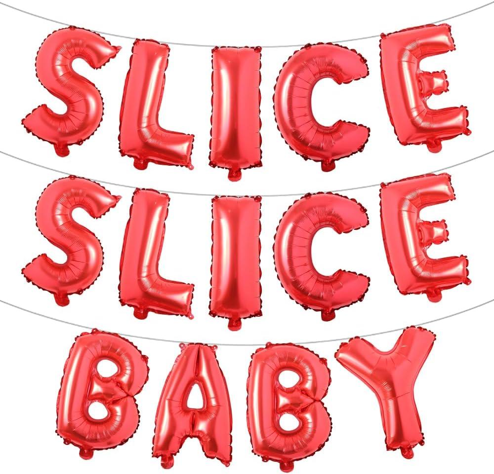 Slice Slice Baby Balloons Slice Slice Baby Decoration Slice Slice Baby Shower Decoration Pizza Party Decoration Pizza Birthday Decoration (SLICE SLICE BABY Red)