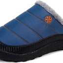 Women's Men's House Slippers Slip on Snow Winter Warm Fully Fur Lined Slippers Indoor Outdoor Shoes (9 Women, 8 Men)