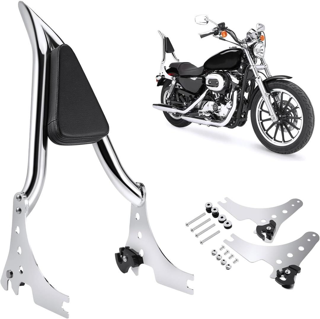22" Motorcycle Sissy Bar for Harley Sportster, Detachable Passenger Backrest for Harley Davidson 2004-2022 Sportster XL883 XL1200 Iron 883/1200 Forty-Eight Seventy-Two Custom Special SuperLow (Chrome)