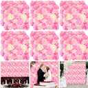 Tigeen 24 Pcs Flower Wall Panels 15 x 15 Inch 3D Silk Rose Floral Decorative Faux Flower Wall Background for Wedding Home Decoration Background Shop Party Photo Arrangement(24 Pcs,15 x 15 Inch)