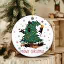 3 x Meowy Christmas Cat Ornament  Funny Ceramic Holiday Decoration with Black Cats in Christmas Tree  Cute Pet Lover Gift  Rustic Farmhouse Xmas Tree Dcor with Cats