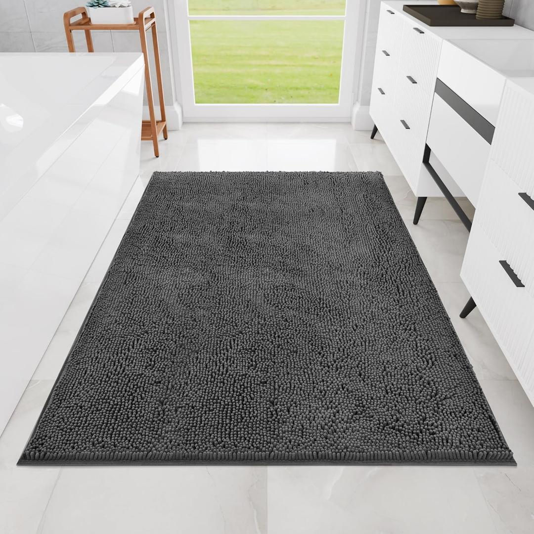 Bathroom Rugs 72"x48", Ultra-Soft Bath Rugs Quick Dry, Non Slip Absorbent Chenille Bath Mats for Bathroom Floor, Tub, Shower, Toilet, Machine Washable, Grey Bathroom Rugs 72"x48", Ultra-Soft Bath Rugs Quick Dry, Non Slip Absorbent Chenille Bath Mats for Bathroom Floor, Tub, Shower, Toilet, Machine Washable, Grey