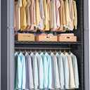 FUTASSI Black Clothing Rack with Grey Cover, P1C Rolling Closets with Wheels, Metal Garment Rack for Hanging Clothes, Clothing Storage Wardrobe, 36.2" W x 16.5" D x 80.5" H, Load 450 Pounds