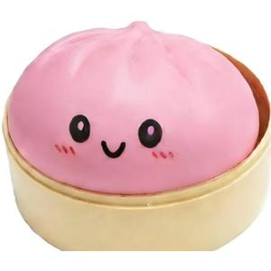 Squishy Baozi Dumpling Stress Relief Toy - Fun and Interactive Squeeze Sensation (Rose)