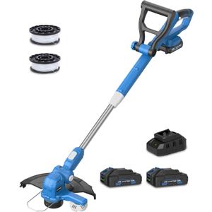 LUXTER 20V Cordless 12 Inch String Trimmer with 2 x 2.0Ah Battery and Fast Charger Grass Cutter with Auto Line Feed Powered Eater String Edger Lawn Tool Grass Cutter Lawn Mover for Yard Garden