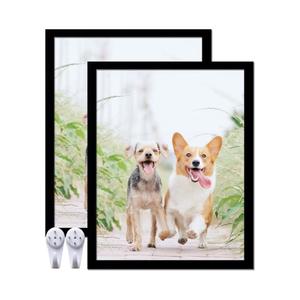 12x15 Picture Frame Set of 2, Black Photo Frames High Transparent Wall Gallery Desktop Horizontal Vertical for Canvas Collage Photo Poster Certificate 12 x 15 inches