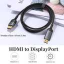HDMI to DisplayPort Cable 4K HDMI to DisplayPort Uni-Directional 6Ft Cable for PS5, Xbox Series X|S, Mac mini & DP Monitors | HDCP 2.2, Plug & Play, No Driver Needed
