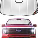 Windshield Sun Shade for Ford F150 Lightning 2022-2025. Reflective Aluminum Film Front Window Sunshade - BLAZBLOCK (Shiny Silver Classic)