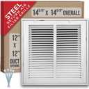 Fits 12x12 Duct Opening | Steel Return Air Filter Grille by Handua [Removable Door] for 1-inch Filters | Vent Cover Grill | White | HVAC Cold Air Intake Grille | Out Dim: 14 5/8"W X 14 5/8"H