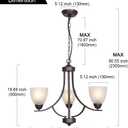 3 Light Shaded Contemporary Chandeliers with Alabaster Glass Oil Rubbed Bronze Modern Light Fixtures Ceiling Hanging Mid Century Pendant Lighting for Dining Room Living Room Hallway Bedroom