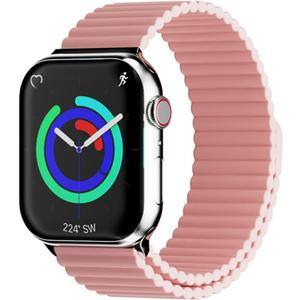 HeiKe Magnetic Silicone Band Compatible with Apple Watch Band 38mm 40mm 41mm 42mm for Men Women,Sport Loop Adjustable Replacement Wristband Strap for iWatch Ultra 2 SE Series 10 9 8 7 6 5 4 3 2 1,Pink