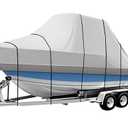 iCOVER T-Top Boat Cover, 600D Heavy Duty Marine Grade Waterproof Tear Resistant, Hard Top/T Top Boat Cover for Center Console Boat with T TOP Roof, Fits 22'-24' Long Beam Width up to 106", Grey