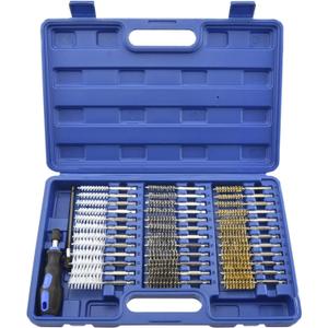 NEIKO 00325A Wire Brush Drill Attachments with 1/4-Inch Hex Shank, SAE and MM Brushes Assortment, Mountable on Power Drill or Die Grinder, 38-Piece Set