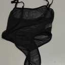 Sexy Mesh Cami Bodysuit for Women Sheer Transparent Sleeveless Adjustable Straps High Cut Thong See Through Shapewear