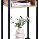 Tall Side Table, 30 inch High End Table, Small Entryway Table, Bedside Table for Living Room and Bedroom, Greige & Black