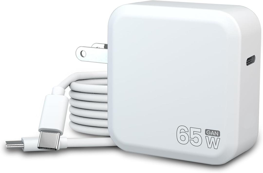 65W GaN USB C Charger Compatible with Samsung Galaxy Book 3 Pro 360 NP960QFG/NP940XFG/NP960XFG/NP960XFH/NP930XED, 20V/3.25A with Detachable 6FT USB C to C Cable