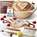 Superbaking Sourdough Starter Kit, 9" Round Banneton Bread Proofing Basket Set, Sourdough Bread Baking Supplies, Sourdough Tools with Silicone Bread Sling, Bread Making Tools, Baking Gifts