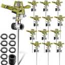 Chengu 4 Set Zinc Alloy Water Sprinklers for Lawns Yard Sprinklers Heavy Duty Sprinkler Heads Adjustable 360 Degree Watering Impact Sprinklers Pulsating Garden Sprinklers for Large Area Irrigation