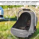 Baby Car Seat Cover, Large Mesh Window, Breathable Fabric, Infant Windproof Canopy, Universal Fit CarSeat Covers for Babies, Machine Washable, Gray