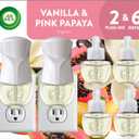 Air Wick Plug In Scented Oil Starter Kit, 2 Warmers + 6 Refills, Vanilla & Pink Papaya, Essential Oils, Air Freshener (8 Piece Set)