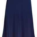 Modegal Women's Satin High Waist Hidden Elasticized Waistband Flared Casual A Line Midi Skirt (Thin Navy Blue, X-Large)