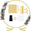 8FT Circle Arch Backdrop Stand for Parties, Round Balloon Arch Stand Kit with Base, Metal Gold Wedding Arches Frame Heavy Duty for Ceremony Birthday Baby Shower Gender Reveal Party Decoration