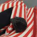 Allegra K Women's Pointed Toe Zip Striped Chunky Heels Ankle Boots (10, Red)