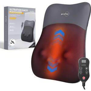 Back Massager with Heat for Pain Relief Deep Tissue, Ultrathin 4D Shiatsu Lower Back Massager, Chair Back Massager for Home Office, Gifts for Women Men,Black