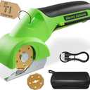 4V 2000mAh Cordless Cardboard Cutter, Electric Box Cutter for Cardboard with 2 Titanium Blades, LED & Safety Lock, Rotary Cutter for Fabric, Stocking Stuffers Gifts for Men Women - Green